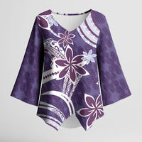 Hawaii Pupuala Plumeria Purple Kimono Sleeve Blouse Polynesian Pattern LT01 Female Purple - Polynesian Pride