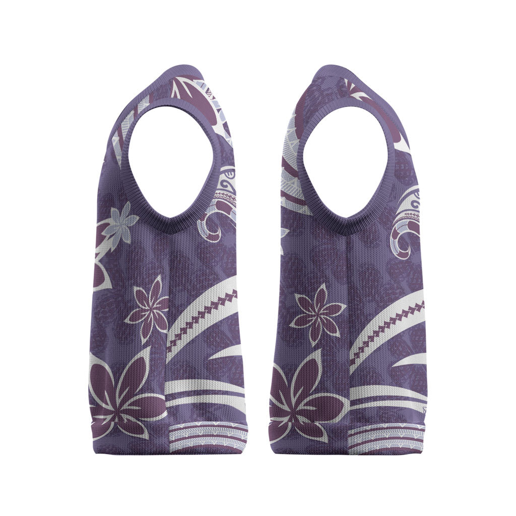Hawaii Pupuala Plumeria Purple Christmas Knitted V-Neck Vest Polynesian Pattern LT01 - Polynesian Pride