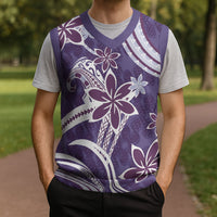 Hawaii Pupuala Plumeria Purple Christmas Knitted V-Neck Vest Polynesian Pattern LT01 - Polynesian Pride
