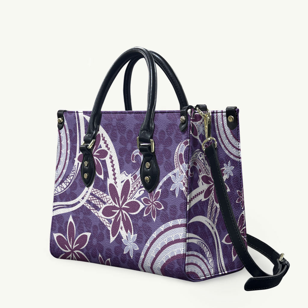 Hawaii Pupuala Plumeria Purple Leather Bag Polynesian Pattern LT01 Purple - Polynesian Pride