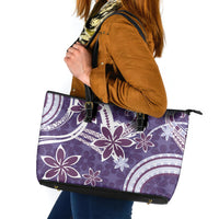 Hawaii Pupuala Plumeria Purple Leather Tote Bag Polynesian Pattern LT01 Purple - Polynesian Pride