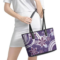 Hawaii Pupuala Plumeria Purple Leather Tote Bag Polynesian Pattern LT01 - Polynesian Pride
