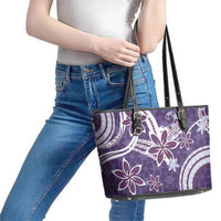 Hawaii Pupuala Plumeria Purple Leather Tote Bag Polynesian Pattern LT01 - Polynesian Pride