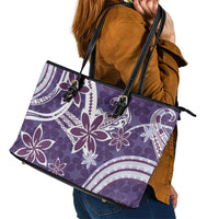 Hawaii Pupuala Plumeria Purple Leather Tote Bag Polynesian Pattern LT01 - Polynesian Pride
