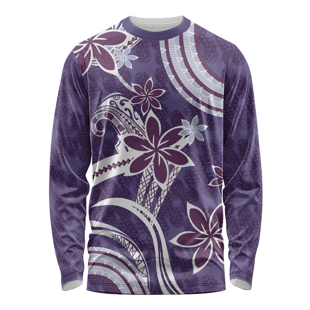 Hawaii Pupuala Plumeria Purple Long Sleeve Shirt Polynesian Pattern LT01 Unisex Purple - Polynesian Pride