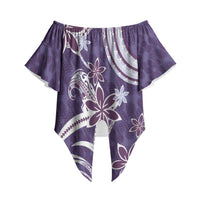 Hawaii Pupuala Plumeria Purple Off Shoulder Wrap Waist Top Polynesian Pattern LT01 - Polynesian Pride