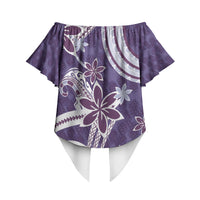 Hawaii Pupuala Plumeria Purple Off Shoulder Wrap Waist Top Polynesian Pattern LT01 - Polynesian Pride