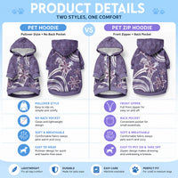 Hawaii Pupuala Plumeria Purple Pet Hoodie Polynesian Pattern LT01 - Polynesian Pride