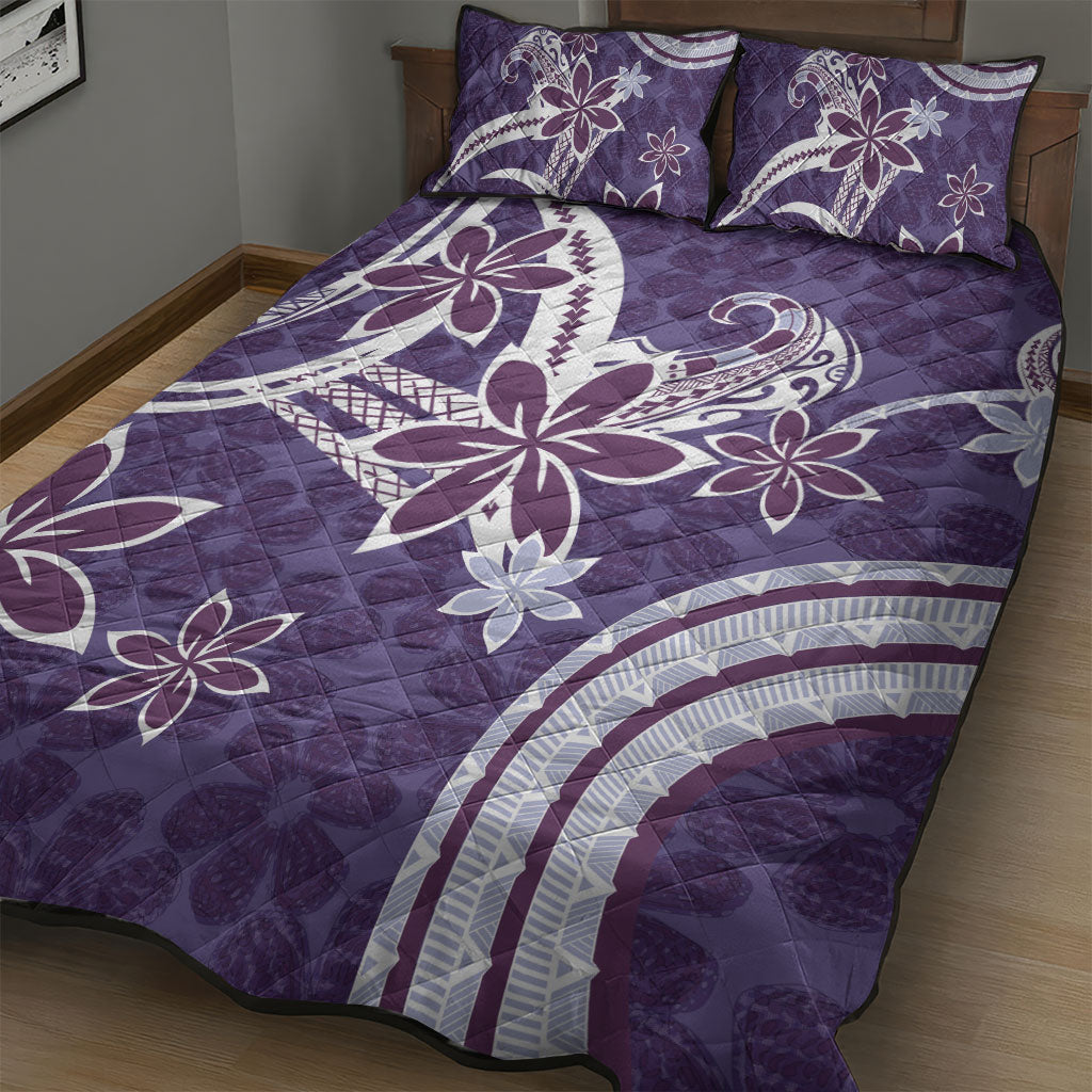 Hawaii Pupuala Plumeria Purple Quilt Bed Set Polynesian Pattern LT01 - Polynesian Pride