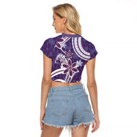Hawaii Pupuala Plumeria Purple Raglan Cropped T Shirt Polynesian Pattern LT01 - Polynesian Pride