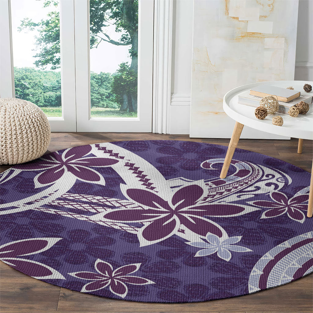 Hawaii Pupuala Plumeria Purple Round Carpet Polynesian Pattern LT01 - Polynesian Pride