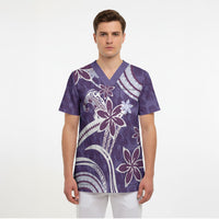 Hawaii Pupuala Plumeria Purple Scrub Top Polynesian Pattern LT01 - Polynesian Pride