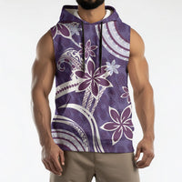 Hawaii Pupuala Plumeria Purple Sleeveless Hoodie Polynesian Pattern LT01 - Polynesian Pride