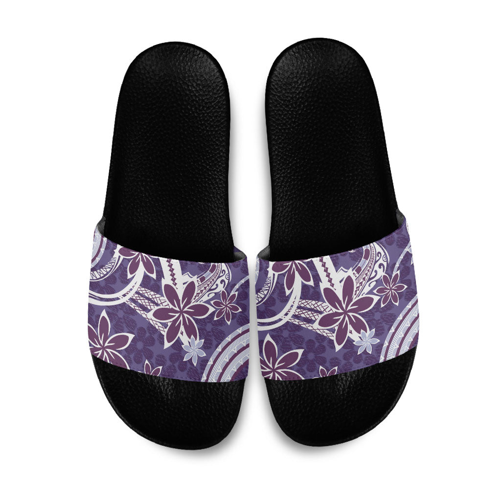 Hawaii Pupuala Plumeria Purple Slide Sandals Polynesian Pattern LT01 Purple - Polynesian Pride