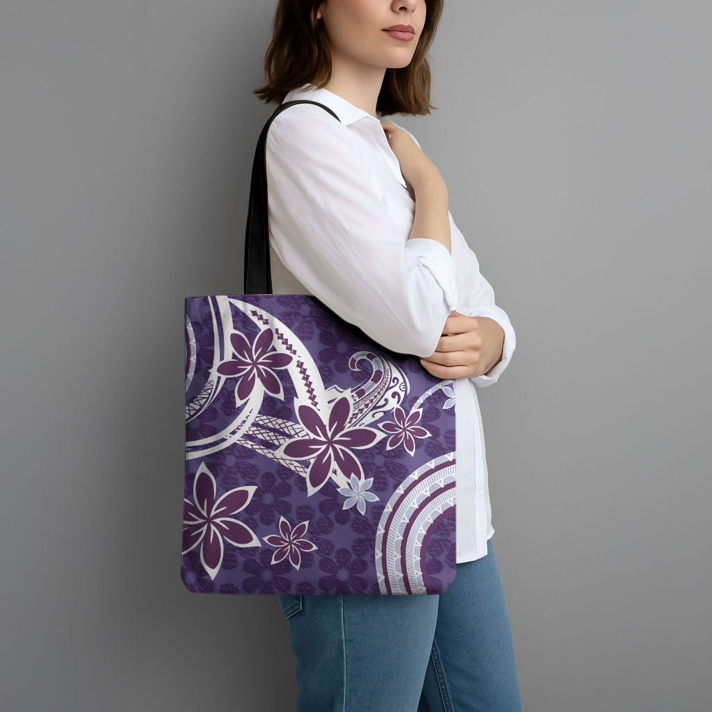 Hawaii Pupuala Plumeria Purple Tote Bag Polynesian Pattern LT01 - Polynesian Pride