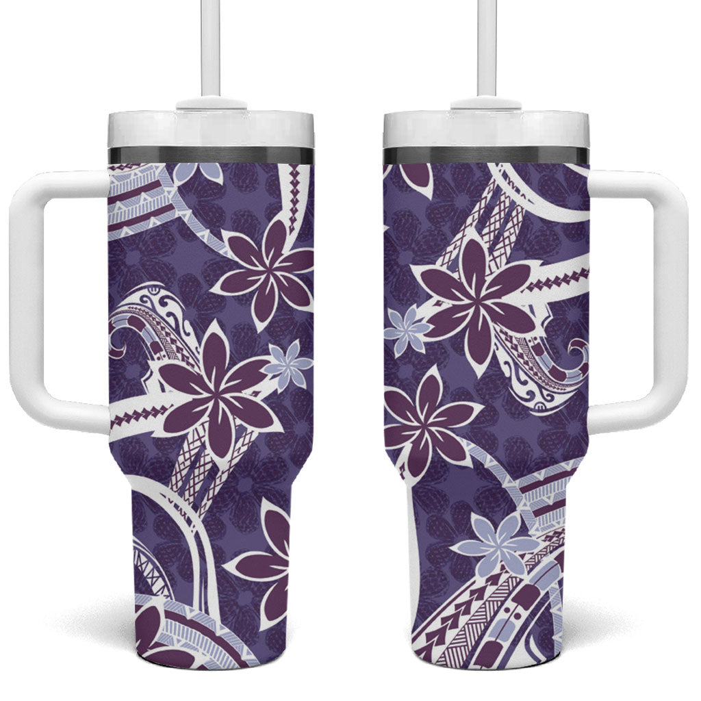 Hawaii Pupuala Plumeria Purple Tumbler With Handle Polynesian Pattern LT01 One Size: 40 oz Purple - Polynesian Pride