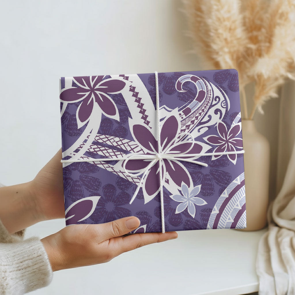 Hawaii Pupuala Plumeria Purple Wrapping Paper Polynesian Pattern LT01 - Polynesian Pride
