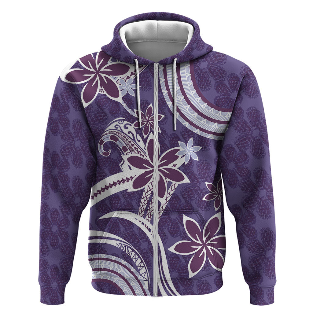Hawaii Pupuala Plumeria Purple Zip Hoodie Polynesian Pattern LT01 Zip Hoodie Purple - Polynesian Pride