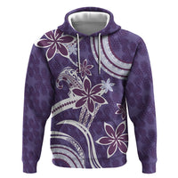 Hawaii Pupuala Plumeria Purple Zip Hoodie Polynesian Pattern LT01 Pullover Hoodie Purple - Polynesian Pride
