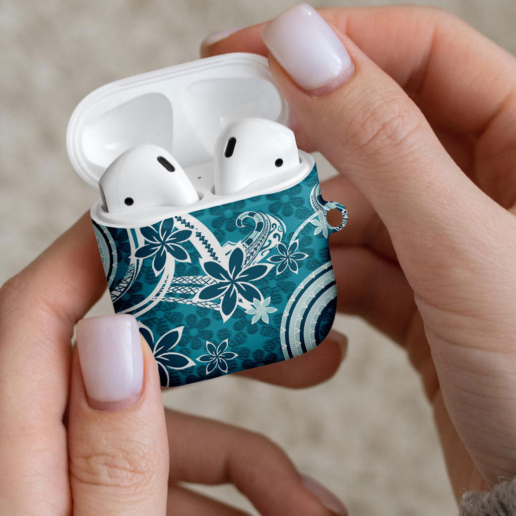 Hawaii Pupuala Plumeria Teal AirPods Case Polynesian Pattern LT01 - Polynesian Pride