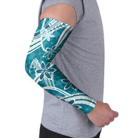 Hawaii Pupuala Plumeria Teal Arm Sleeves Polynesian Pattern LT01 - Polynesian Pride