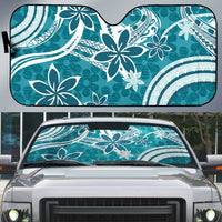 Hawaii Pupuala Plumeria Teal Auto Sun Shade Polynesian Pattern LT01 Teal - Polynesian Pride