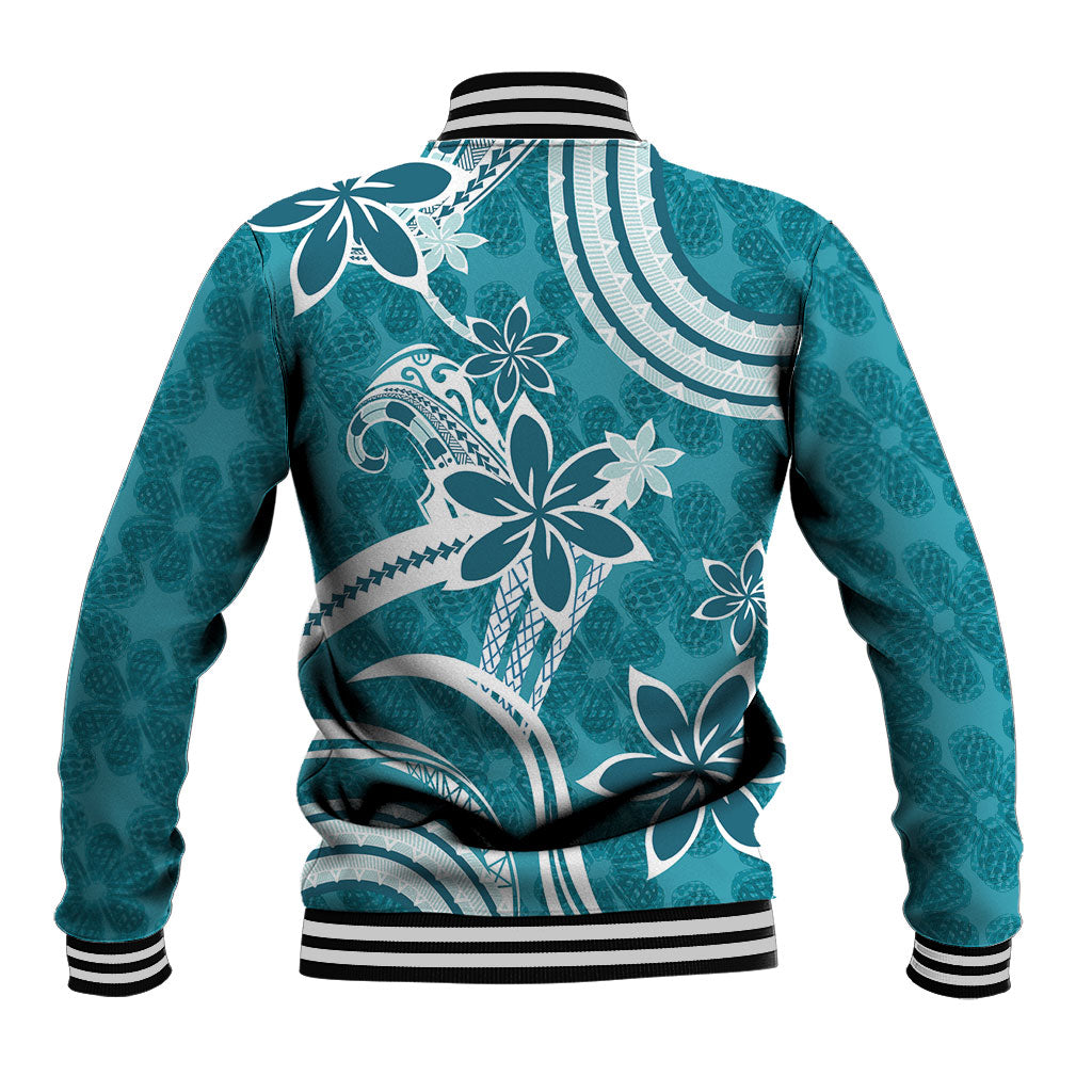 Hawaii Pupuala Plumeria Teal Baseball Jacket Polynesian Pattern LT01 - Polynesian Pride