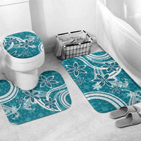 Hawaii Pupuala Plumeria Teal Bathroom Set Polynesian Pattern LT01 Mat Set Only (3 pcs) One Size Teal - Polynesian Pride