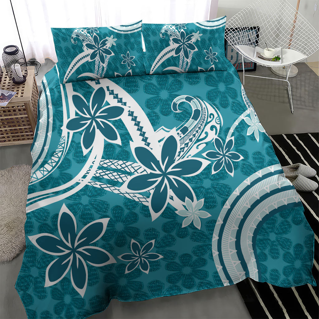 Hawaii Pupuala Plumeria Teal Bedding Set Polynesian Pattern LT01 - Polynesian Pride