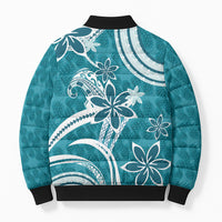 Hawaii Pupuala Plumeria Teal Bomber Puffer Jacket Polynesian Pattern LT01 - Polynesian Pride