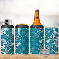 Hawaii Pupuala Plumeria Teal 4 in 1 Can Cooler Tumbler Polynesian Pattern LT01 - Polynesian Pride