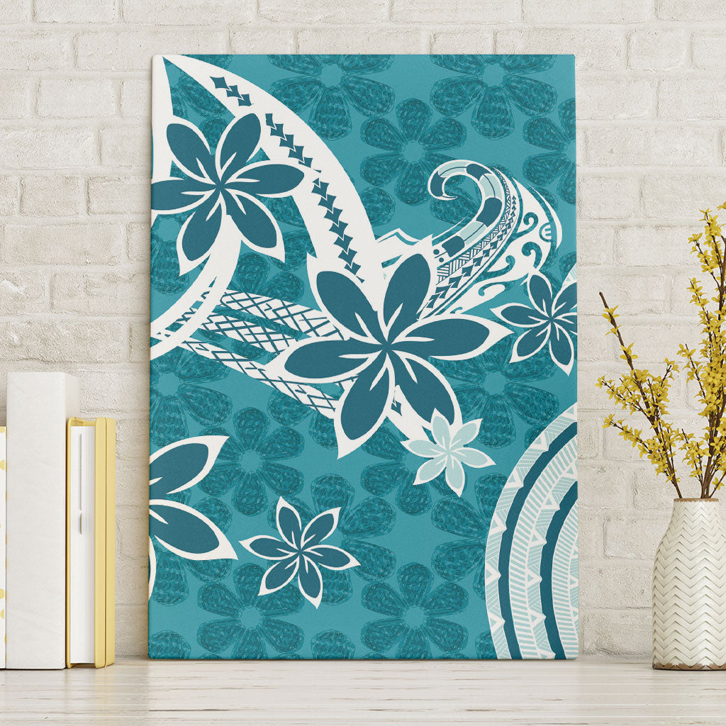 Hawaii Pupuala Plumeria Teal Canvas Wall Art Polynesian Pattern LT01 Without Frame Teal - Polynesian Pride