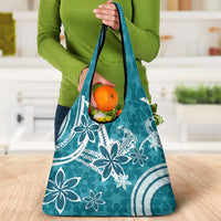 Hawaii Pupuala Plumeria Teal Grocery Bag Polynesian Pattern LT01 - Polynesian Pride