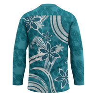 Hawaii Pupuala Plumeria Teal Hockey Jersey Polynesian Pattern LT01 - Polynesian Pride