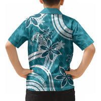 Hawaii Pupuala Plumeria Teal Kid Hawaiian Shirt Polynesian Pattern LT01 - Polynesian Pride