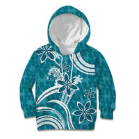 Hawaii Pupuala Plumeria Teal Kid Hoodie Polynesian Pattern LT01 Hoodie Teal - Polynesian Pride