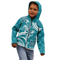 Hawaii Pupuala Plumeria Teal Kid Hoodie Polynesian Pattern LT01 - Polynesian Pride