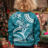 Hawaii Pupuala Plumeria Teal Kid Ugly Christmas Sweater Polynesian Pattern LT01 - Polynesian Pride