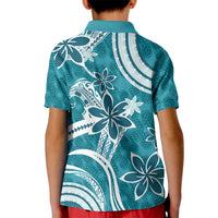 Hawaii Pupuala Plumeria Teal Kid Polo Shirt Polynesian Pattern LT01 - Polynesian Pride