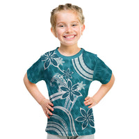 Hawaii Pupuala Plumeria Teal Kid T Shirt Polynesian Pattern LT01 Teal - Polynesian Pride
