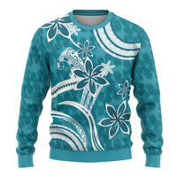 Hawaii Pupuala Plumeria Teal Ugly Christmas Sweater Polynesian Pattern LT01 - Polynesian Pride