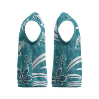 Hawaii Pupuala Plumeria Teal Christmas Knitted V-Neck Vest Polynesian Pattern LT01 - Polynesian Pride