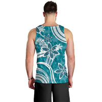 Hawaii Pupuala Plumeria Teal Men Tank Top Polynesian Pattern LT01 - Polynesian Pride