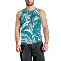 Hawaii Pupuala Plumeria Teal Men Tank Top Polynesian Pattern LT01 - Polynesian Pride