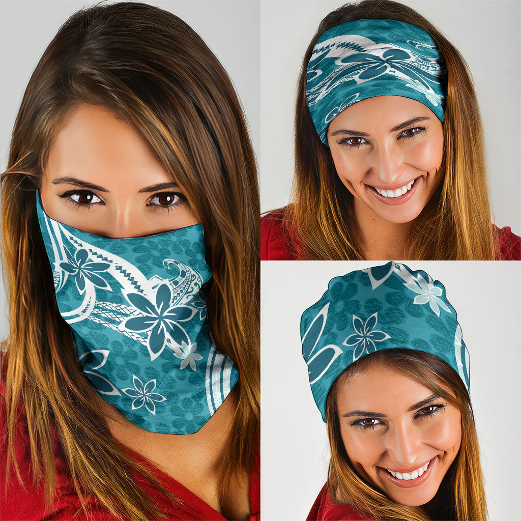Hawaii Pupuala Plumeria Teal Neck Gaiter Polynesian Pattern LT01 - Polynesian Pride
