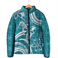 Hawaii Pupuala Plumeria Teal Padded Jacket Polynesian Pattern LT01 - Polynesian Pride