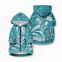 Hawaii Pupuala Plumeria Teal Pet Hoodie Polynesian Pattern LT01 Zip-up Teal - Polynesian Pride