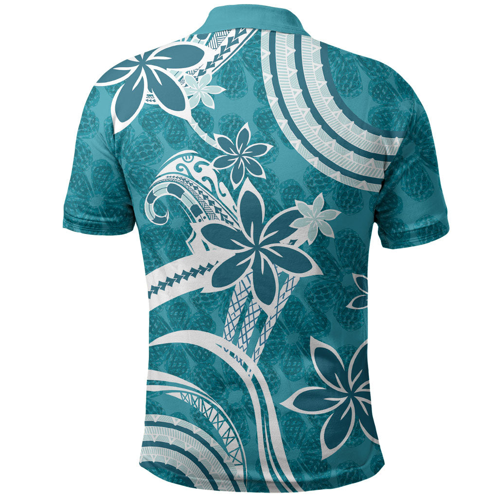 Hawaii Pupuala Plumeria Teal Polo Shirt Polynesian Pattern LT01 - Polynesian Pride