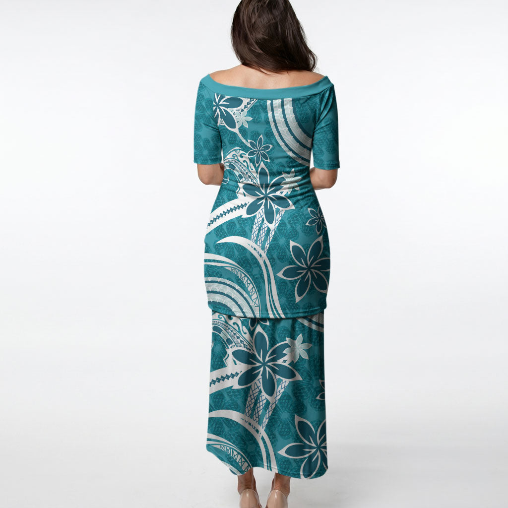 Hawaii Pupuala Plumeria Teal Puletasi Polynesian Pattern LT01 - Polynesian Pride