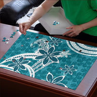 Hawaii Pupuala Plumeria Teal Puzzle Polynesian Pattern LT01 - Polynesian Pride
